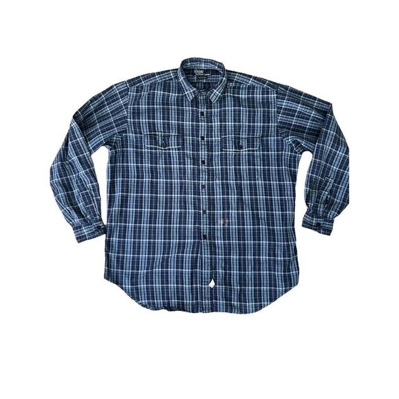 Vintage 90’s Polo Ralph Lauren plaid shirt Large Blue - Picture 1 of 6